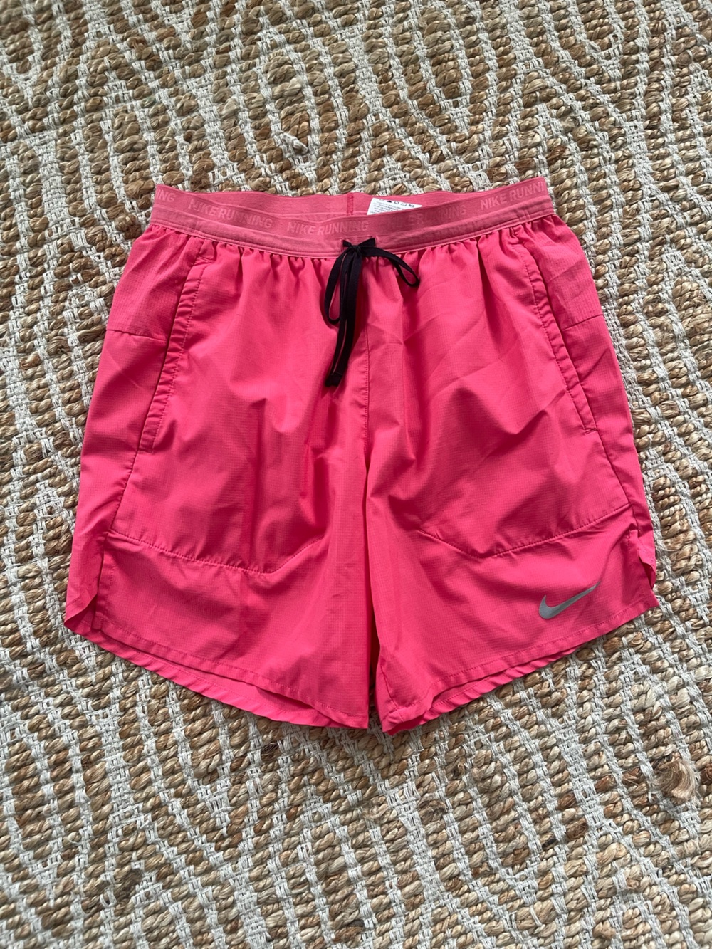 Nike Men’s Hot Pink Athletic Running Shorts with Black Drawstring